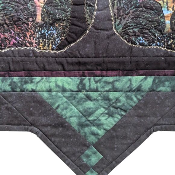 Quilted Tree of Life Wall Hanging: Beaded Fiber Art Table Topper - Picture 5 of 8